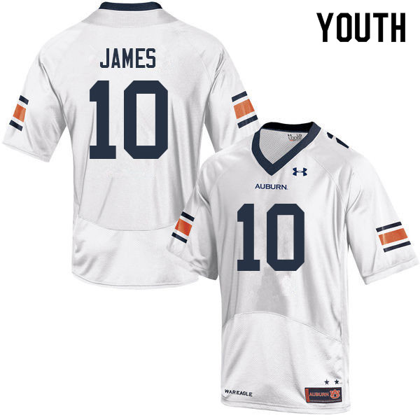 Auburn Tigers Youth D.J. James #10 White Under Armour Stitched College 2022 NCAA Authentic Football Jersey JSQ2374MJ